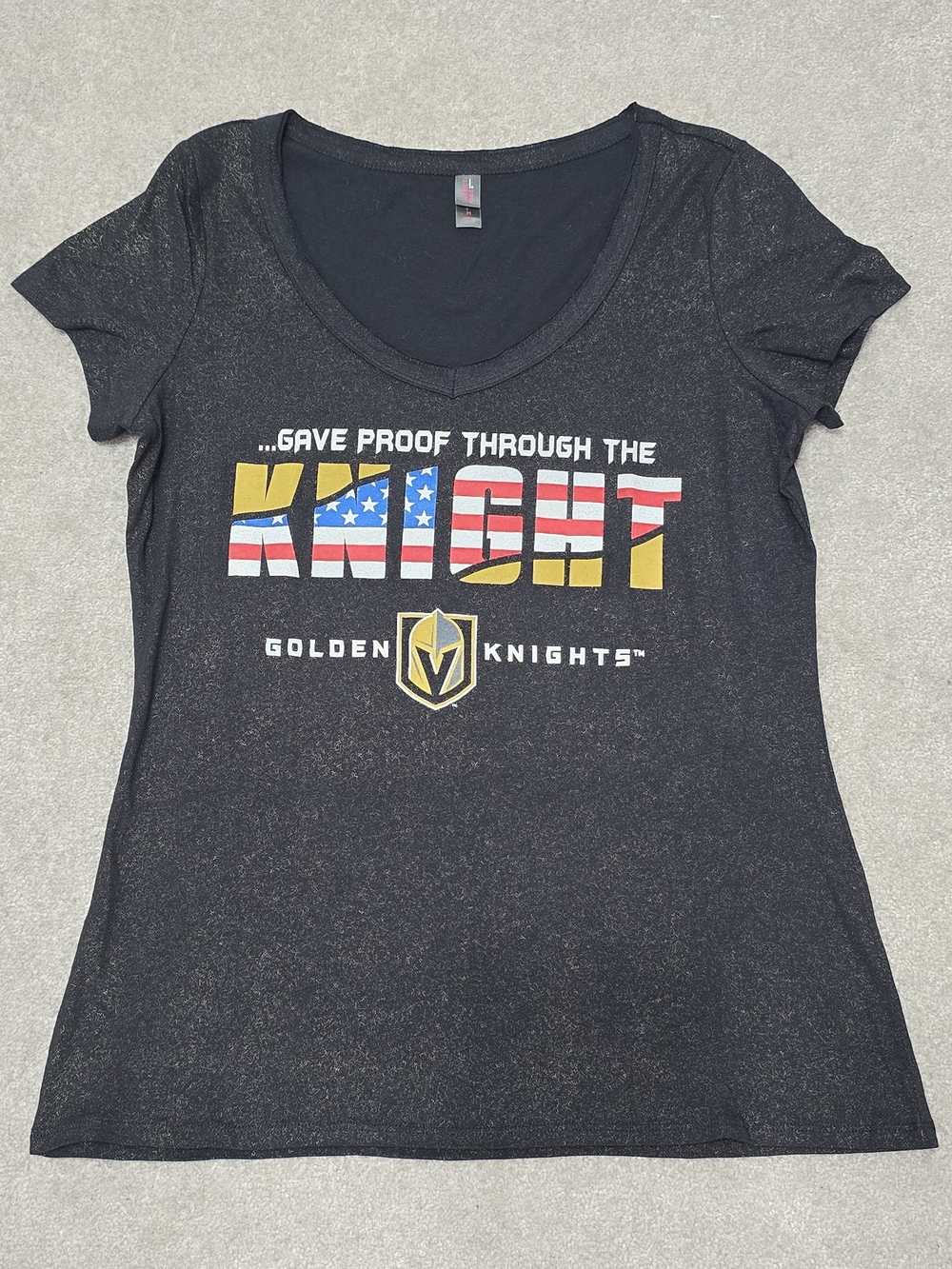 District Made Black Golden Knights Red, White & Blue Accent V-Neck Size Med.